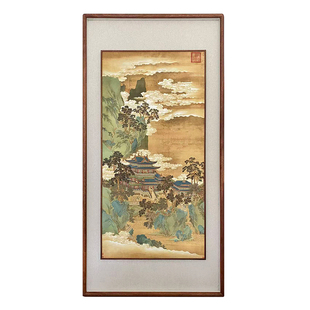 赵伯驹《仙山楼阁》立体双框客厅书房茶室装饰画挂画玄关高清国画