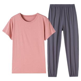 顶呱呱女睡衣全棉套装春夏季短袖长裤顶瓜瓜可外穿休闲男士家居服