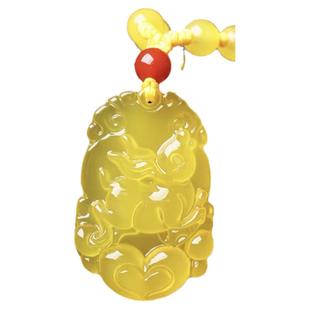 黄玉髓十二生肖玉吊坠鼠牛虎兔龙蛇马羊猴玛瑙玉佩护身符项链男女