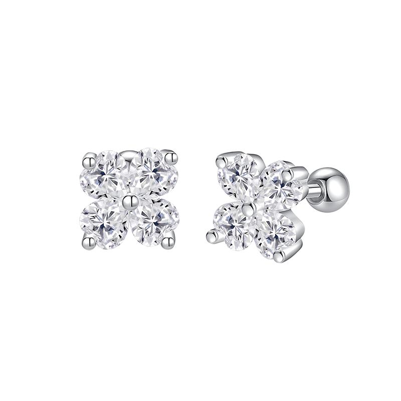 中国黄金】珍尚银四叶草足银耳钉养耳洞免摘轻奢气质养耳洞送闺蜜