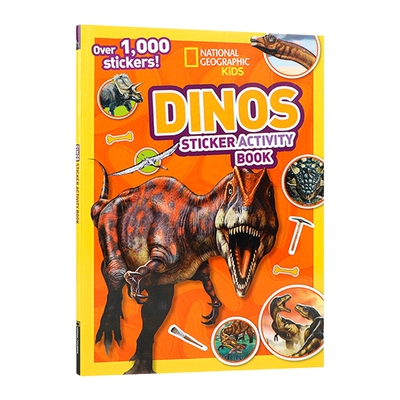 英文原版 National Geographic Kids Dinos Sticker Activity Book 国家地理儿童恐龙贴纸活动书 含1000个贴纸 进口英语书籍