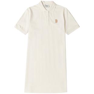 【自营】MLB连衣裙新款女装翻领长裙子奶油色刺绣休闲服3FOPB0543