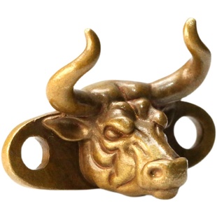 杂良社原创-2023新款黄铜牛头鞋扣牛市挂件公牛吊坠丑牛十二生肖