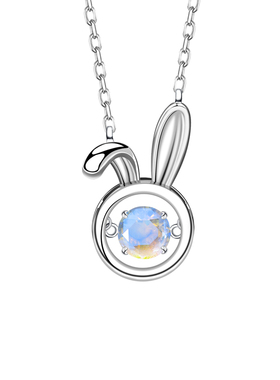 新款灵动兔子女生纯银项链礼物