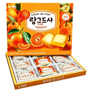 L-GA 柑橘饼干汉拿峰猫舌饼干韩国代购进口零食橘子巧克力饼干