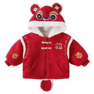 女童唐装新年款儿童周岁礼服外套红色男童国风冬装5宝宝喜庆汉服