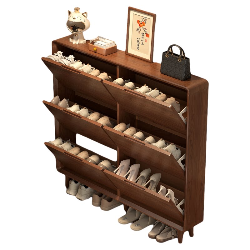 安居客实木鞋柜家用入户门口极窄超薄翻斗柜一体靠墙家用新款鞋架