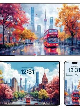 6张治愈风景iphone苹果安卓手机壁纸ipad平板电脑桌面插画图素材