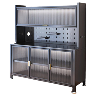 厨房置物架家用落地多层岩板储物柜多功能靠墙一体餐边收纳碗橱柜