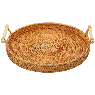 越南藤编托盘双耳藤篮
