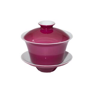 渌水山房 台湾隐樵山房 胭脂水釉大盖碗 全手工普洱茶盖碗