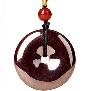 吉照堂原矿朱砂吊坠女款平安扣项链男士本命年护身符真官方旗舰店