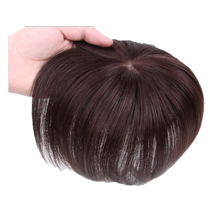 头顶真发补发片老人盖白发递针轻薄款全真人发短发假发片女遮秃顶
