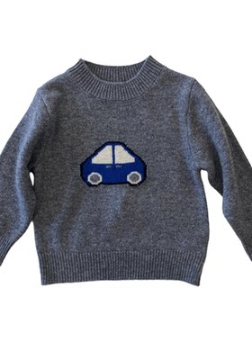 男童羊毛打底衫韩版圆领小汽车