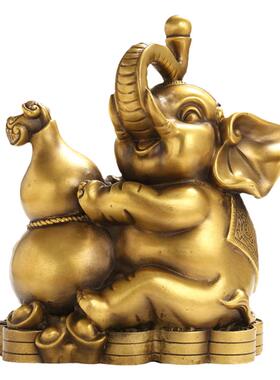 铜大象财福吸水象一对客厅摆件