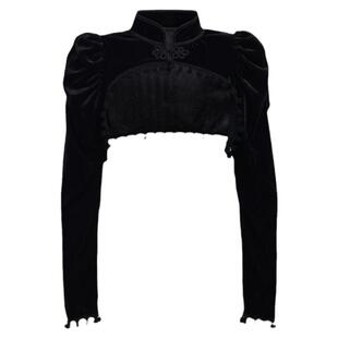 黑色流苏立领Lolita上衣朋克风复古长袖露脐短款外套女披肩坎肩