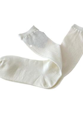 阿馨yolo 夏季薄款中筒袜子女网眼袜子日系学院风堆堆袜白色长袜