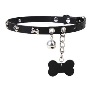 可调节铃铛项圈小狼狗小奶狗性感颈环狗狗主人项圈女m 定制刻字