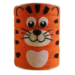 原创卡通老虎幼儿园手工奶粉罐变废为宝diy花盆环保创意亲子作业