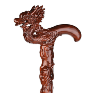 老人龙头拐杖实木雕刻防滑拐杖男女木头防滑非桃木手杖拐棍工艺品