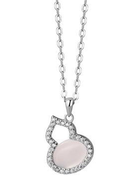 猫蛰S925纯银白玉髓葫芦项链