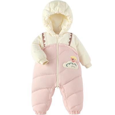 巴拉巴拉婴儿连体衣假两件羽绒服