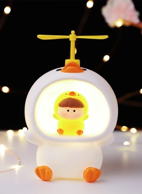 新品 创意可爱咿咿鸭星星床头灯小夜灯存钱罐灯多功能储蓄罐摆件