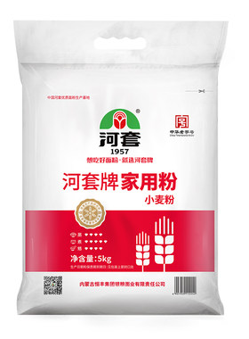 河套家用粉5kg 包子馒头饺子通用面粉 内蒙古烘培多用途小麦粉
