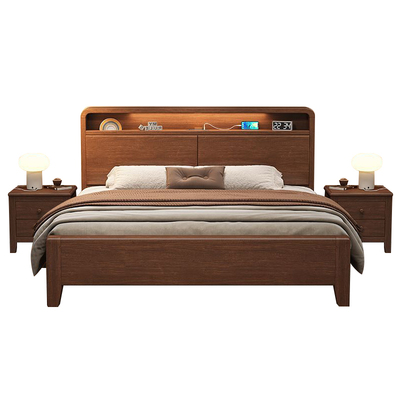 现代简约中式实木床1.2米床单人床卧室家具橡木床小户型家用木床