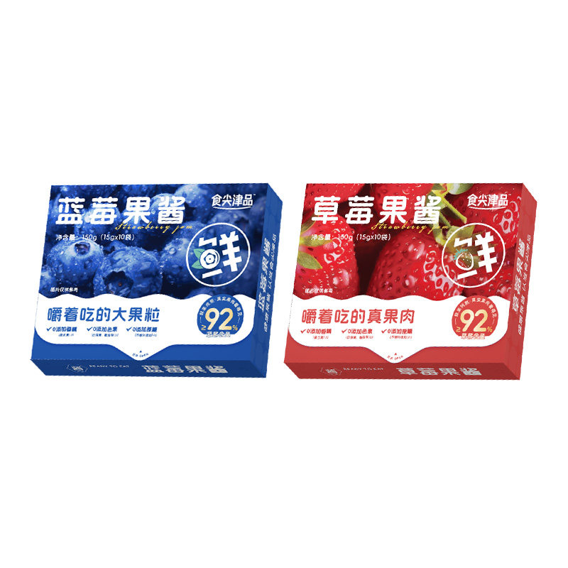 食尖津品整颗纯熬大颗粒蓝莓果肉果酱草莓酱早餐涂抹面包独立包装