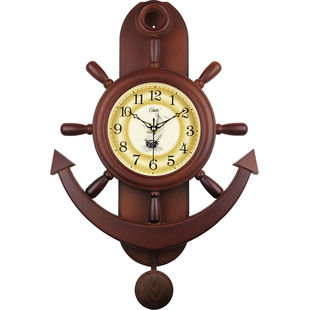 康巴丝大号船舵摆摇钟表客厅挂钟创意时钟挂表静音摆钟石英钟壁钟