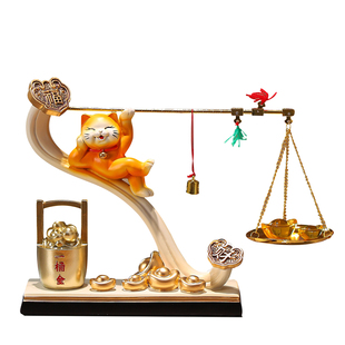 招财猫摆件称心如意一桶金客厅电视柜前台乔迁开业礼物高档装饰品
