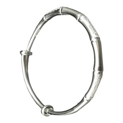 楚噢CHUO足银999竹节传承手镯纯银实心气质新款女生日礼物可调节