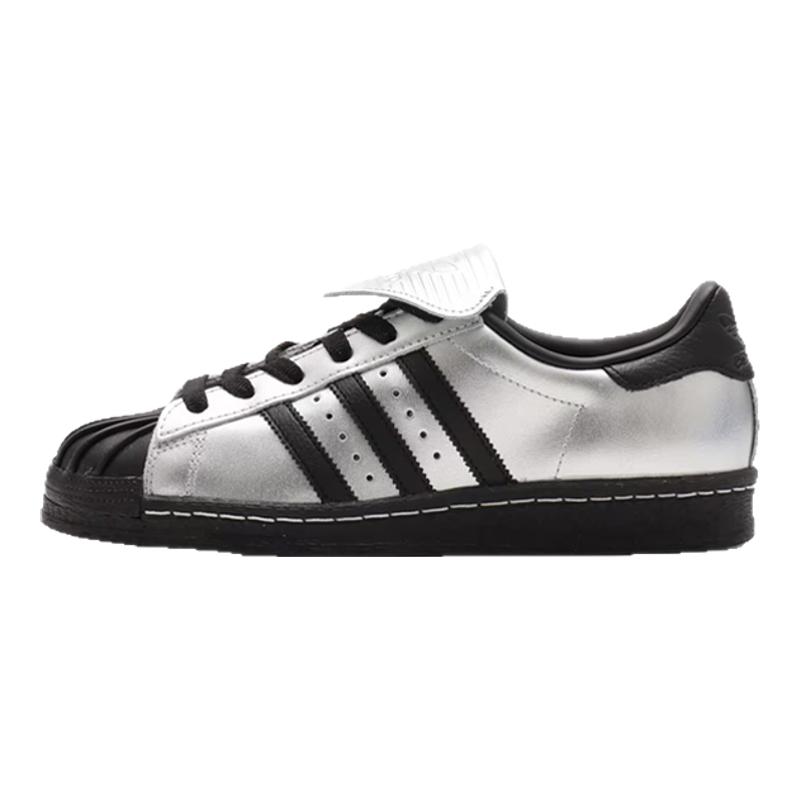 ADIDAS SUPERSTAR 82 W 阿迪达斯三条杠银黑色复古翻舌贝壳头板鞋