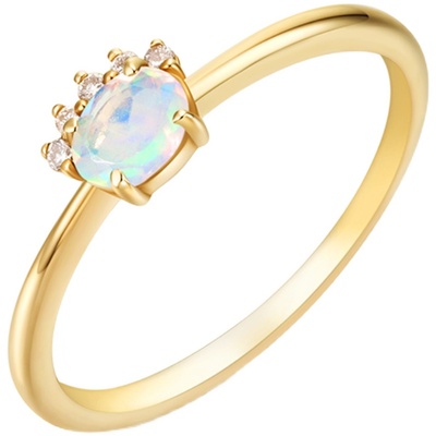 CIRCLE珠宝9K金欧泊钻石戒指