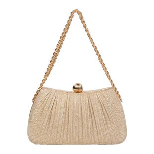 2025秋季新款闪闪褶皱宴会包链条手提小包包名媛气质旗袍包放手机