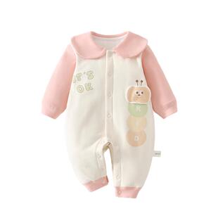 婴儿衣服春季夹棉连体衣小月龄宝宝春装女宝秋冬纯棉超萌哈衣外穿