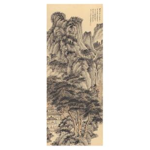 张大千 仿王蒙林泉清集图 新中式挂画书画真迹微喷仿古复制装饰画