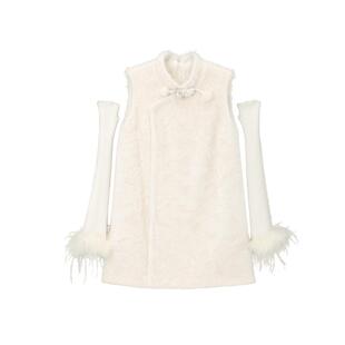 REVAN芮范设计师款氛围感毛感袖套连衣裙RM91101143