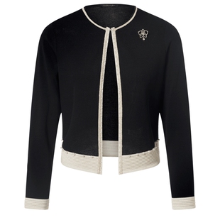 【商场同款】La Koradior拉珂蒂女时尚春季新法式撞色外套针织衫