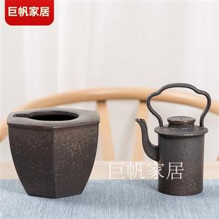 仿宋暖热黄酒温 酒具套装 温酒器烫酒壶家用黑陶瓷中式 高档