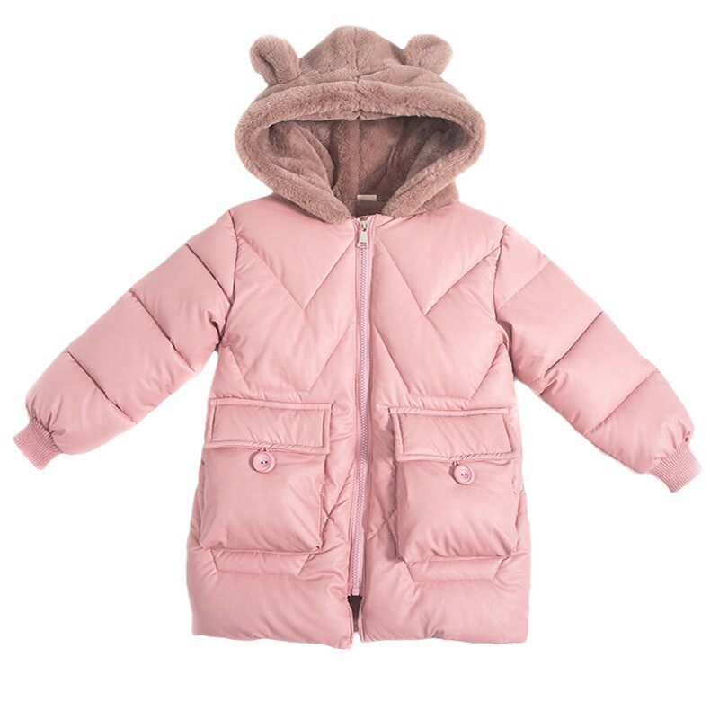 女童棉服冬款加绒加厚中大童羽绒棉衣女孩宽松连帽棉袄中长款外套