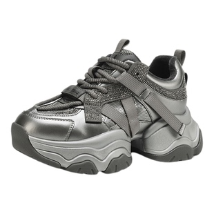 星期六加绒保暖银色老爹鞋女款2025新款冬季厚底增高保暖运动鞋子