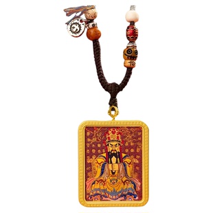 五台山原矿朱砂半手绘唐卡项链扎基拉姆五爷文殊药师佛吊坠毛衣链