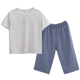 胖男童睡衣夏季短袖七分裤套装加肥加大码中大童胖男孩儿童家居服