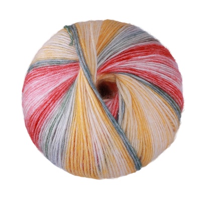 渐变色毛棉喷毛纱毛线围巾帽子