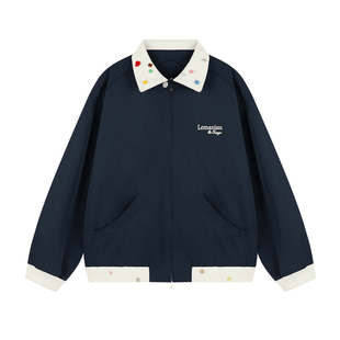 lemanism明星同款巴恩风撞色情侣夹克男2025春秋季粉色外套棒球服