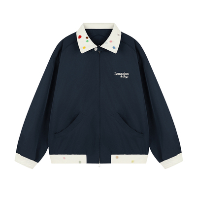 翻领拼接情侣夹克男2025秋季外套