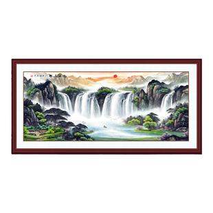 客厅自粘贴画山水画风景画办公室背景墙聚宝盆装饰画挂画壁画贴纸