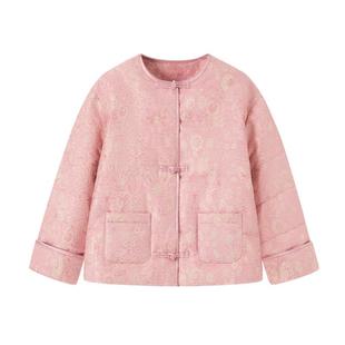 Little Naive儿童国风羽绒服冬季保暖加绒外套女童新中式拜年服